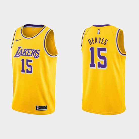 Men%27s Los Angeles Lakers #15 Austin Reaves Gold Stitched Jersey